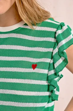 T-shirt marinière avec manches volantées