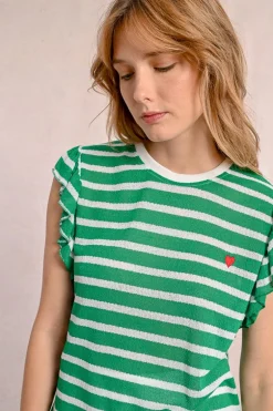 T-shirt marinière avec manches volantées
