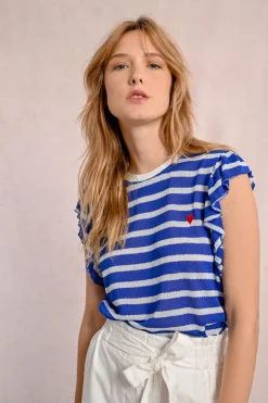 T-shirt marinière avec manches volantées