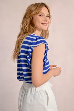 T-shirt marinière avec manches volantées