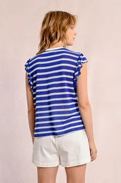 T-shirt marinière avec manches volantées