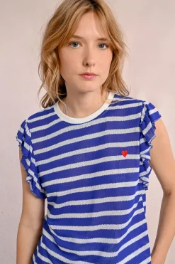 T-shirt marinière avec manches volantées