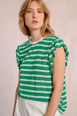 T-shirt marinière avec manches volantées