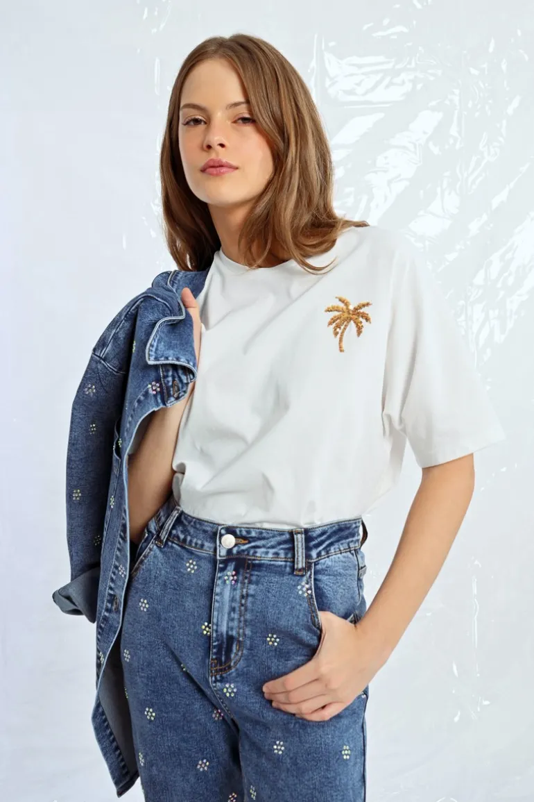 T-shirt oversize motif palmier