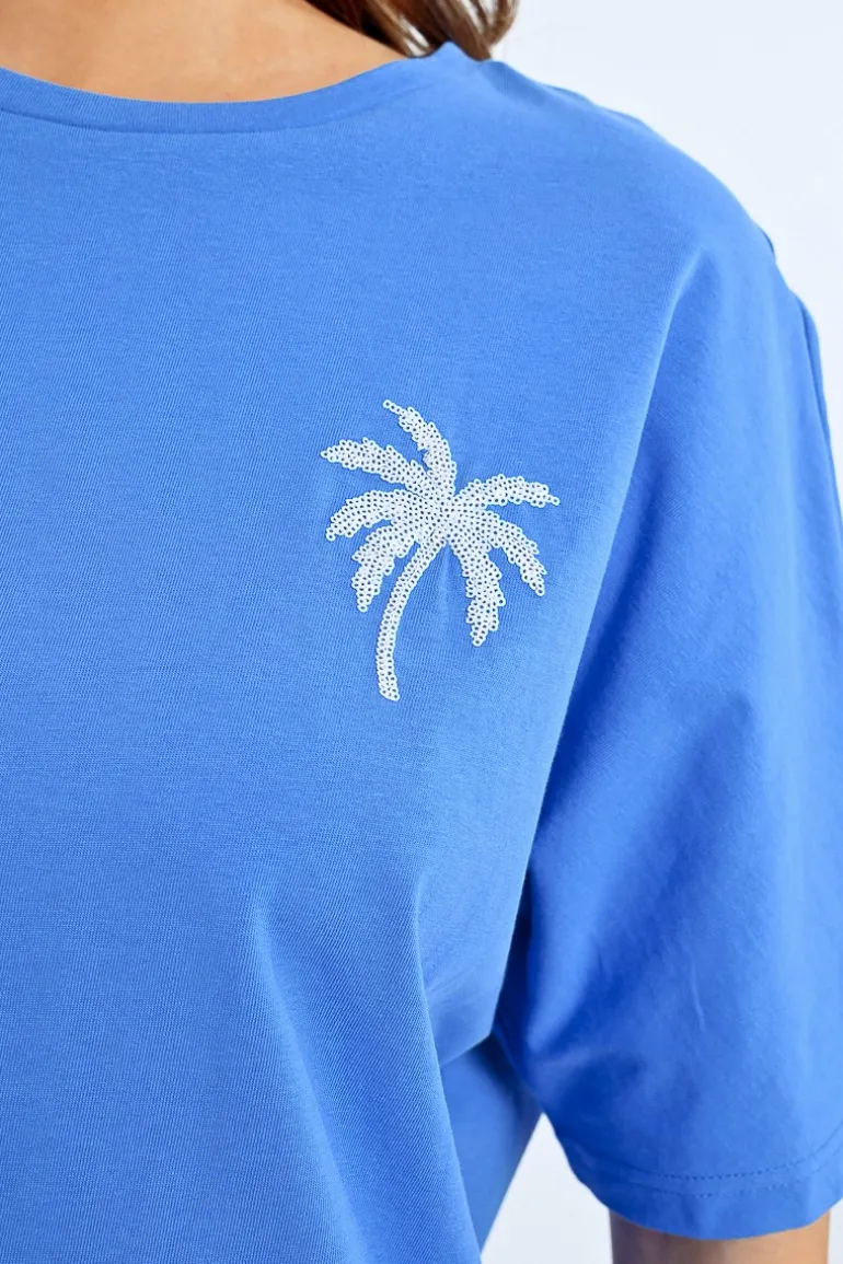 T-shirt oversize motif palmier