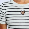 T-shirt rayé avec ouverture en c艙ur