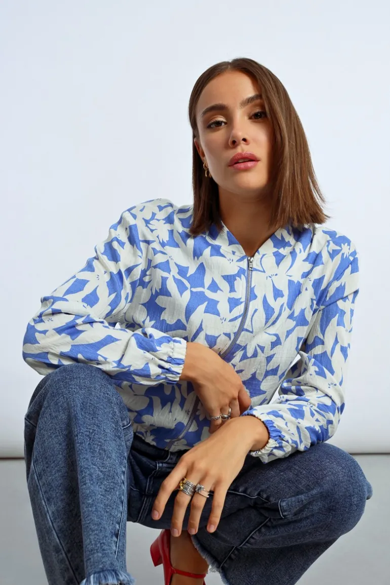 Veste bomber courte imprimée