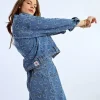 Veste en jean à motif c艙ur