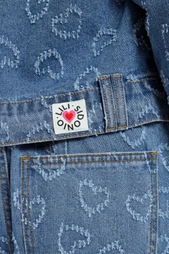 Veste en jean à motif c艙ur