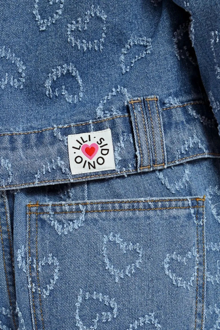 Veste en jean à motif c艙ur