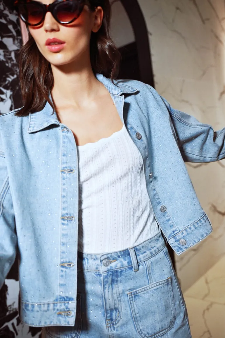 Veste en jean crop